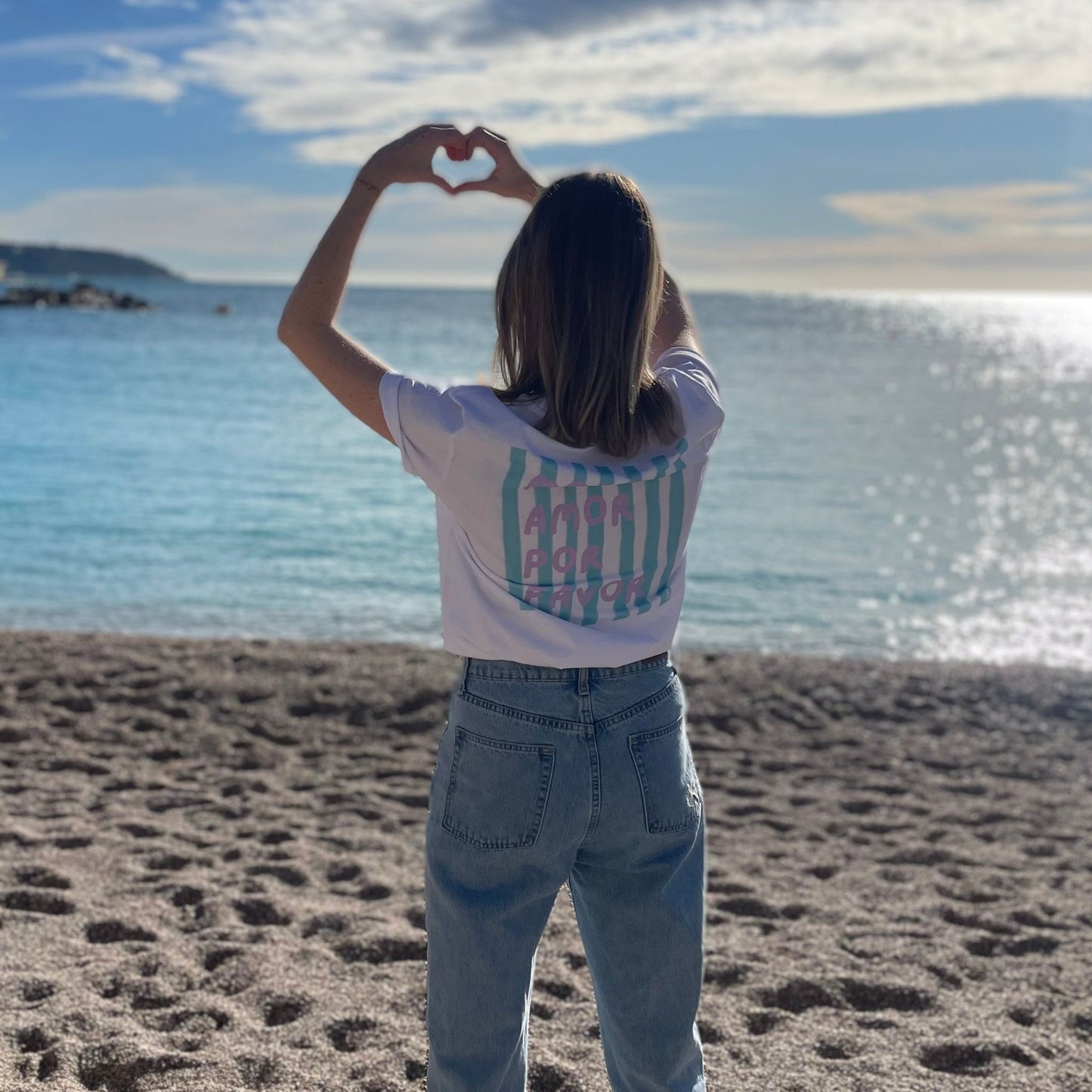 T-shirt Blanc imprimé More Amor Por Favor