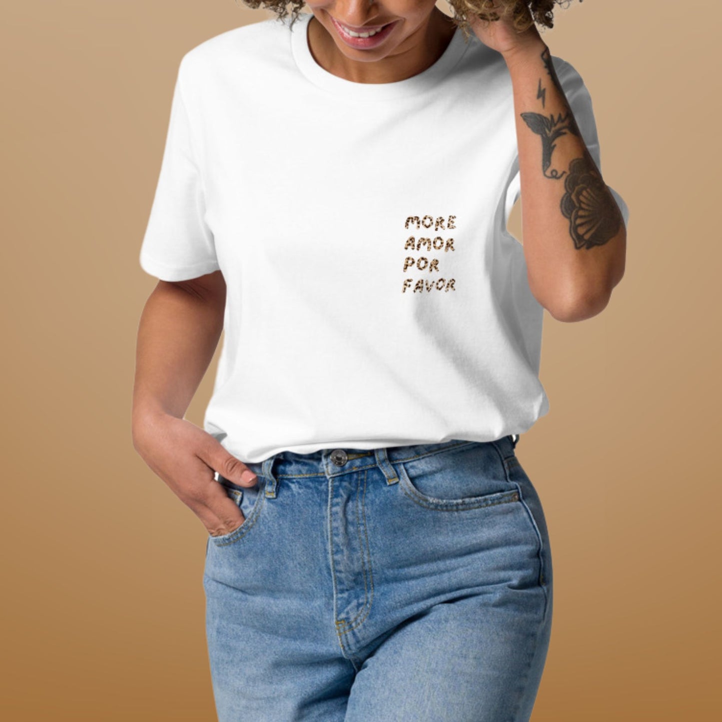 T-shirt More Amor Por Favor Léopard