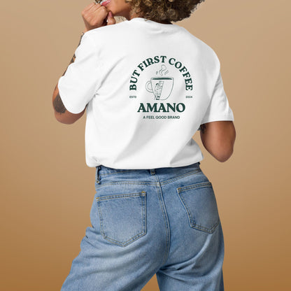 T-shirt "But First Coffee" en coton bio