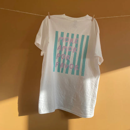 T-shirt Blanc imprimé More Amor Por Favor