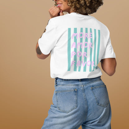 T-shirt Blanc imprimé More Amor Por Favor